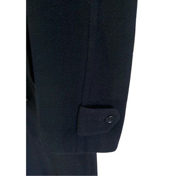 WOOL & CASHMERE Longline Black Double-breasted Top Coat Lined Black Size 36R EUC - Picture 11 of 16